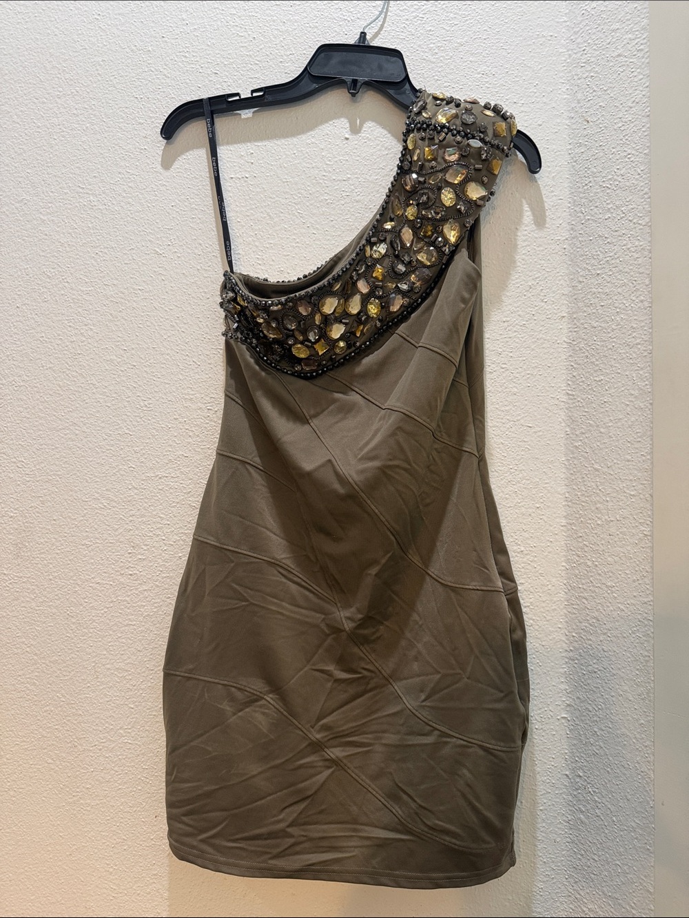 Bebe Embellished One-Shoulder Cocktail Dress Size Large